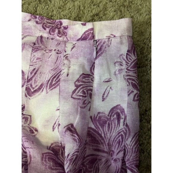 NWT JJILL Linen Maxi Purple Skirt Lined Floral Pleated Boho Beach Coastal Sz 12 - Picture 8 of 8